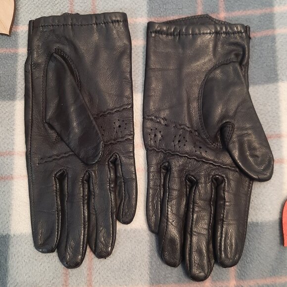 Axessimo Vintage Black Leather Moto Driving Women's Gloves - Slim Fit - Small - Picture 6 of 16